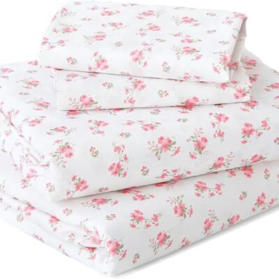 -size four-piece sheet set, soft and breathable, bedroom-friendly, deep pocket design, accommodates mattresses up to 16 inches thick, wrinkle-resistant and cool