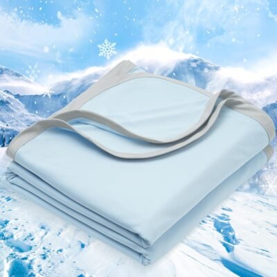 Cooling Blanket for Hot Sleepers  Size,  with  Cooling, Summer Blanket Absorbs Heat to Keep Cool All Night for Night Sweats (Ice Blue, 108''x90'')