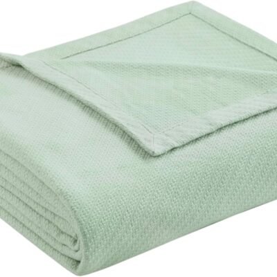Liquid Cotton Luxury Blanket Premium Soft Cozy 100% Ring Spun Cotton For Bed , Couch or Sofa, /, Sea Foam