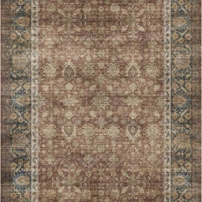 Area Rugs for Living Room, Soft and Non-Slip Machine Washable Folding Rug,Persian Style for Bedrooms, Dining Rooms, Living Rooms, Classrooms, Kitchens, Foyer Corridor (Brown Bule, 5 * 7)