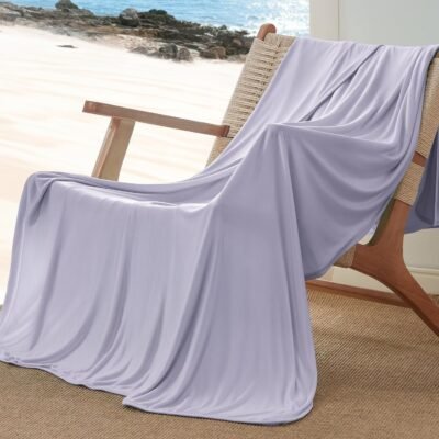 Purple Cooling Blanket for Hot Sleepers - Summer Cold Throw Blanket for Bed,  Lightweight Summer Bedding, Cool Thin Ice Cold Cooled Throws with Rayon Derived from Bamboo, 50x70