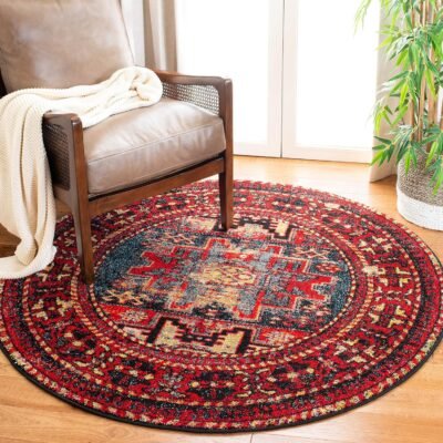 3' Round Red / Multi  Oriental Traditional Persian Non-Shedding Dining Room Entryway Foyer Living Room Bedroom Area Rug